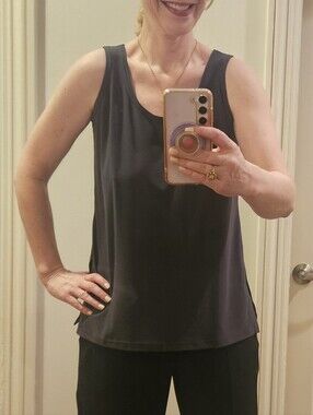 Sympli Go To Tank Relax Black Pearl Sleeveless Tunic Top Size Small